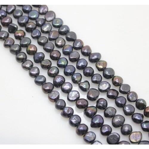 6-7mm black baroque pearl loose beads gem stone 14" long strand