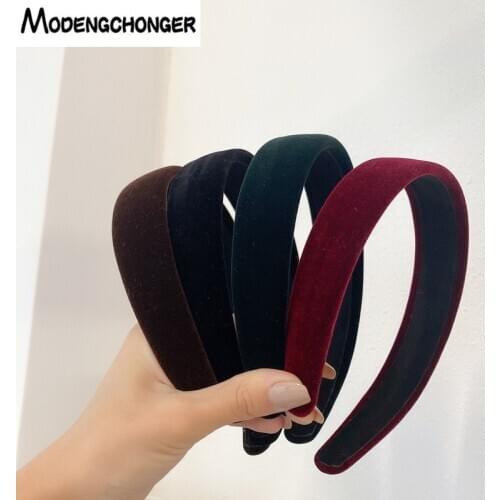 Retro Thick Velvet Headband Women Hair Accessories Fashion Wide Solid Color HairBand Plastic Elegant Bezel Hair Hoop Headwear