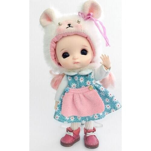 BJD clothes ob11 doll clothes fashion bib dress hat set for obitsu11, GSC, molly, pd9, GSC, 1/12bjd doll clothing accessories