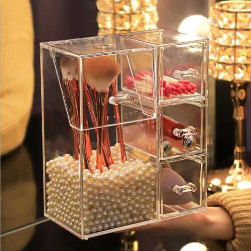 Transparent Acrylic Jewelry Box with Cover Cosmetic Storage Box Makeup Brush Storage Box Cosmetic Organizer Gift Packaging
