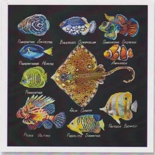 Drop Shipping Embroidery Abyssal Fishes Cross Stitch Kits for Baby with 100% Cotton Floss & Free Shipping for Home Decor & Gifts