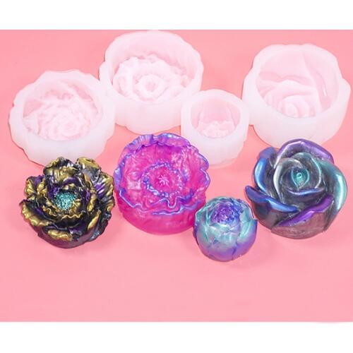 Realistic Flower Silicone Mold 3D Floral Mold Fake Flower DIY Epoxy Resin Art UV Resin Craft Epoxy Resin Mold Lotus Rose Papaver
