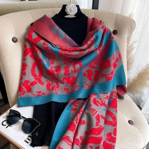 2021 Luxury Cashmere Scarf Winter Women Shawls Warm Blanket Wraps Female Foulard Bandana Thick Scarves New Fashion Lady Pashmina