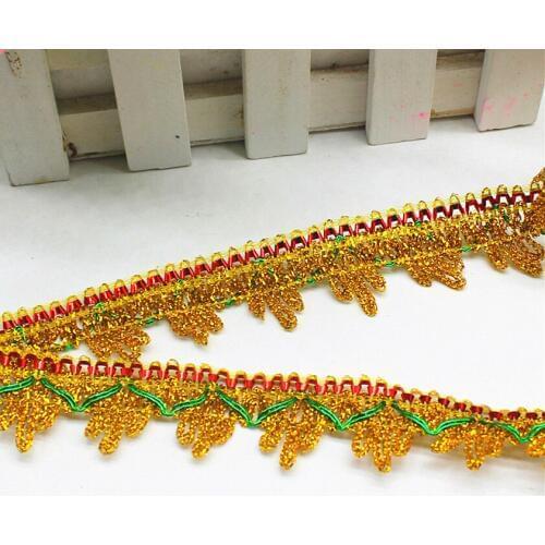 Christmas Lace YACKALASI 12 Yds/Lot 3D Floral Gold Braid Trims S Ribbon Lace Trim Gold Sewing Band 3.0cm