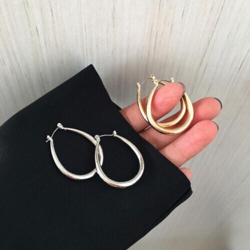 DoreenBeads 1 Pair Simple Hoop Earrings U-shaped For Women Girls Punk Style Fashion Party Club Earrings Jewelry Gifts 35x 28mm