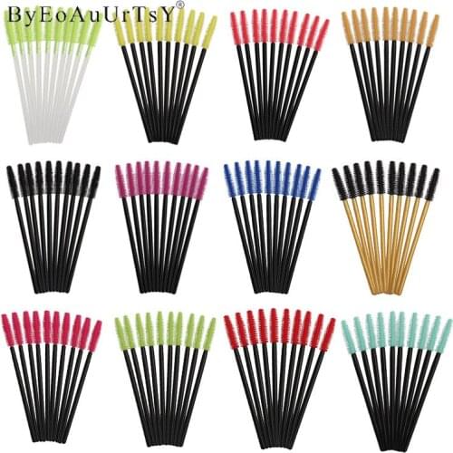 50pcs/lot Silicone Eyelash Brushes Comb Mascara Wands Eye Lashes Extension Professional Beauty Makeup for Women Eyebrow Brush