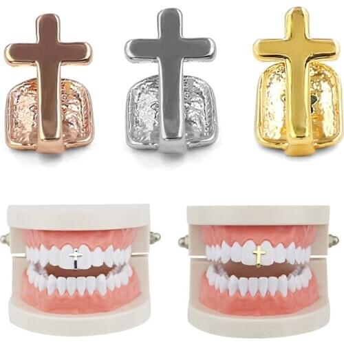 Punk Dental Grills Single Rock Rapper Cross Grills Tooth Cap Teeth Decor Hip Hop Cosplay Body Jewelry Accessories Dental Grills