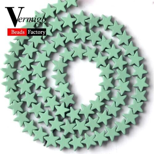 Light Green Pentagram Shape Nanotech Rubber Hematite Beads For Jewelry Making 6mm 80pcs Star Beads Diy Bracelets Necklaces 15