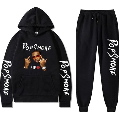 New Pop Smoke Men Hoodies+weatpants Sweatshirt Hip Hop Women/Men popular Clothes Harajuku Casual Hoodies Suit Streetwear