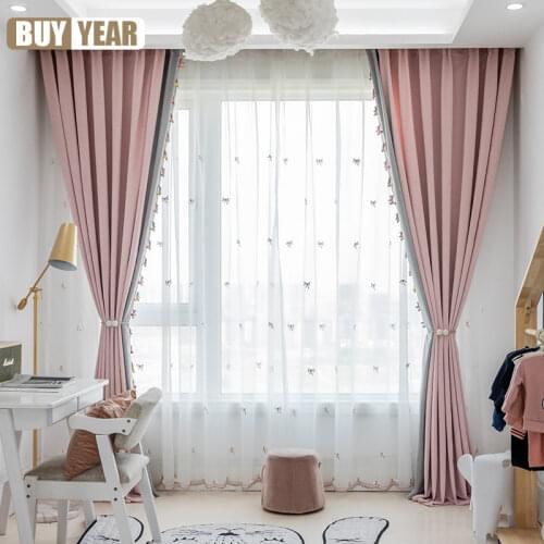 Cartoon Corduroy Pony Ash Curtain for Living Room Window Screen Fabric Childrens Room Girl Bedroom with Bay Window Curtains