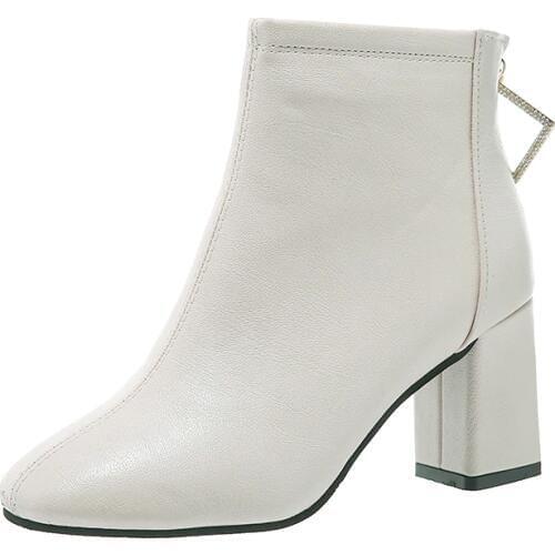 Female Single Boots Female British Wind Zipper Thick With Wild Booties Female Spring And Autumn Short Shoes