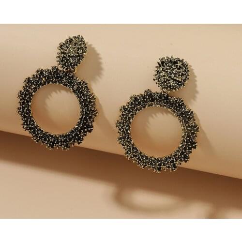 2020 trend ZA Vintage Antique Gold Earrings Geometric Big Hollow Circle Heart Statement Dorp Earrings for Women Earring Jewelry