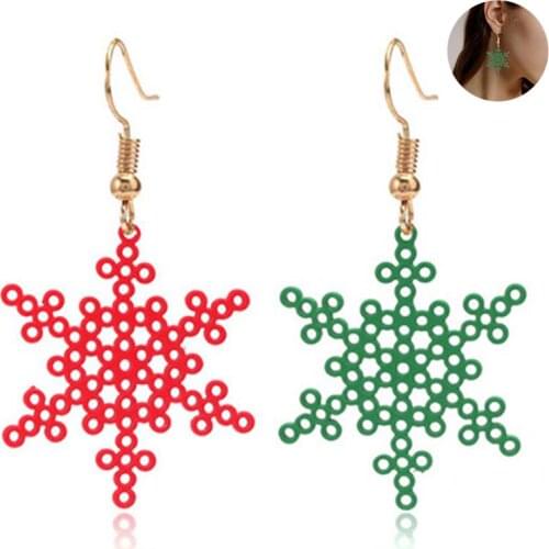 1 Pair Christmas Earrings Snowflake Hollow Fashion Christmas Earrings Pendant Earrings Jewelry Accessories
