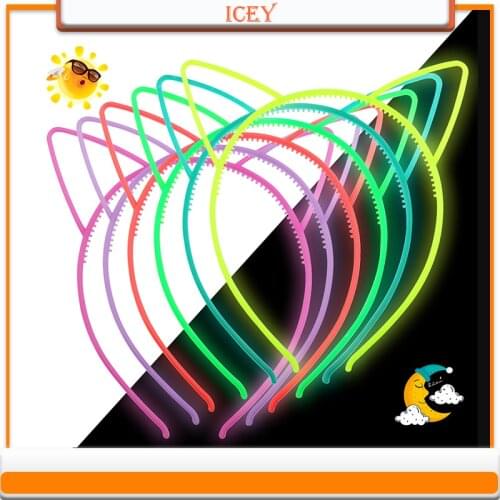 Glowing Cute Plastic Cat Ears Headband Kids Girls Halloween Xmas Luminous Cartoon Hair Hoop Tiara Hairband Accessories