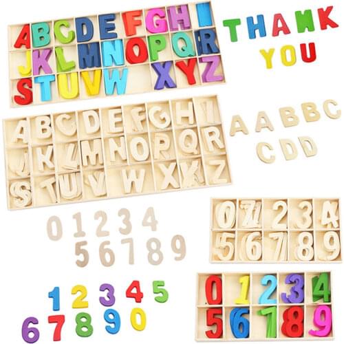 130PCS Early Education Color/Log Color Alphanumeric Wood Chip Educational Toys Learning English Alphabet DIY Wood Chip Kids Toys
