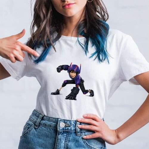2021 Casual Women T Shirts brave Hiro Hamada Printed T-shirt Y2k Fashion Indie Kid Cartoon Tshirt Disney Big Hero 6 Clothes