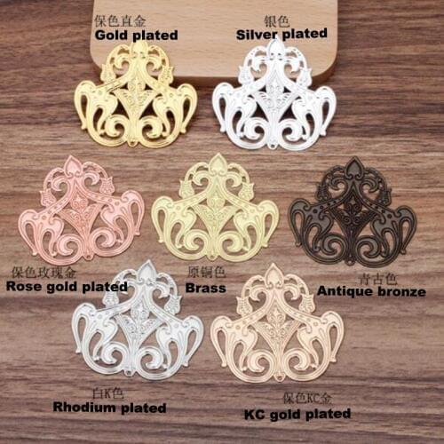 300pcs Copper plated 44x48mm flower piece filigree flower wraps connector FCN-018