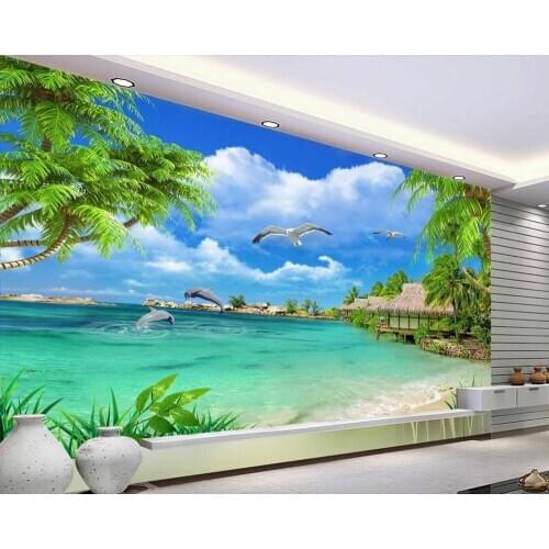 3D customize Coconut tree landscape wallpapers for living room photo wall mural landscape wallpaper