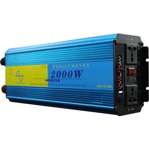 800W/1000W/1500W/2000W(optional) Power Inverter Vehicle Power Converter Pure Sine Wave DC 12V to 220V AC, 2000W