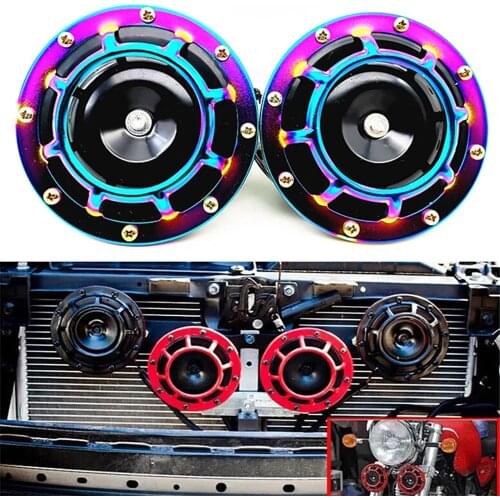 Car 12V 139DB Horns Car Accessiores Colorful Red Blue Black Racing Sport Horn Car Modification Horn Universial