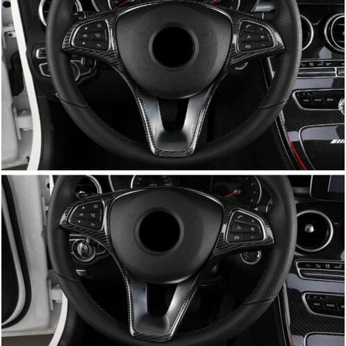 Car Steering Wheel Button Frame Sticker Trim For Mercedes Benz C E W205 W213 GLC X253 Class Interior Accessories