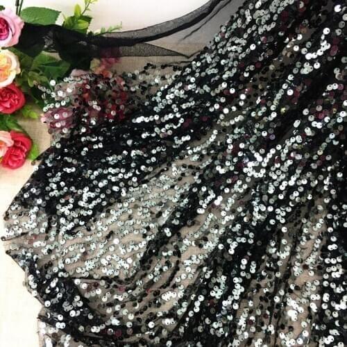 GLace 1Y/Lot 6MM sequin mesh fabric for dress performance dance clothing wedding decoration sequin fabric TX811