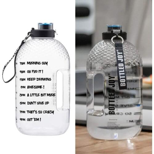 1 Gallon BPA Free Large Water Bottle Wide Mouth with Motivational Time Marker Fast Flow Clear Jug for Gym Camp