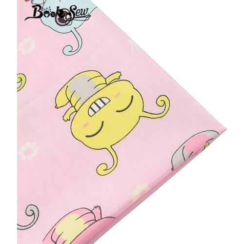 Booksew 100% Cotton Fabric Lovely Cartoon Design Pink Cloth Home Textile Tela Baby Bedsheet Patchwork DIY Doll Craft Fat Quarter