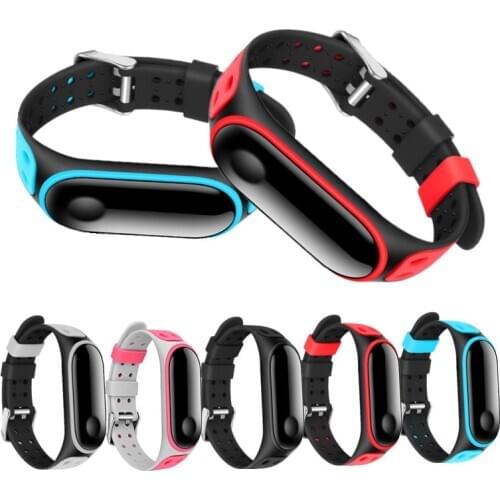 Double-breasted Mi Band 4 3 Bracelet sport Silicone watch wrist Bracelet accessories smart for Xiaomi mi band3 4 strap