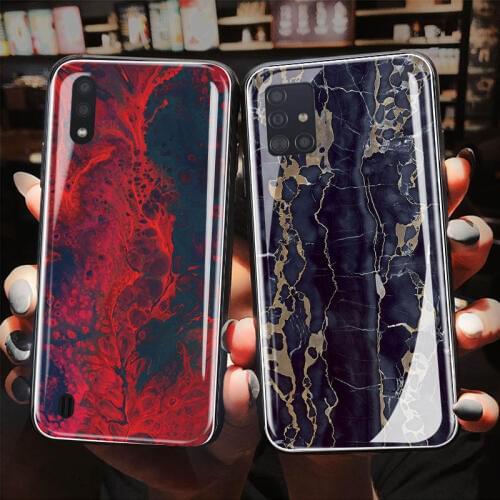 Tempered Glass Phone Case For Samsung Galaxy A71 A51 A01 A21 A81 A91 M60S M80S A015 A215 A515 A715 A815 A915 Phone Coque Case