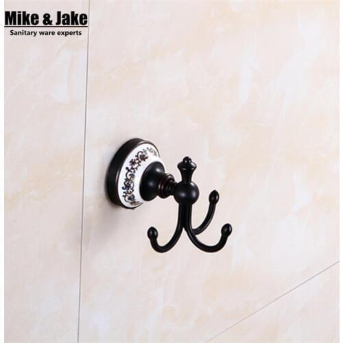 Black antique cloth hook brass black bronze robe hooks wall shelf whole brass countryside style home door hooks FY901