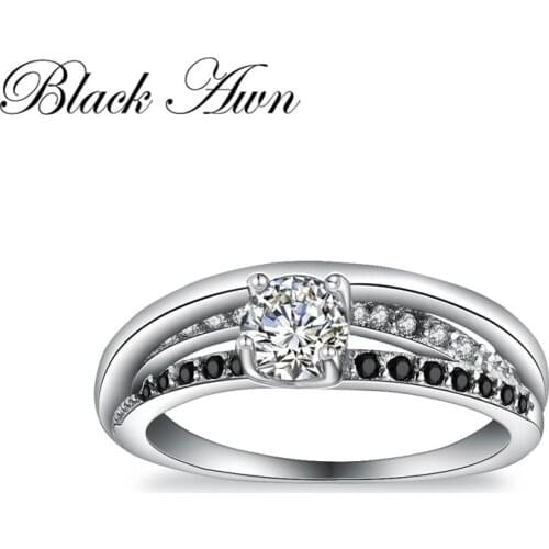 BLACK AWN 2021 New Genuine 100% Sterling 925 Silver Jewelry Square Engagement Rings for Women Gift C376