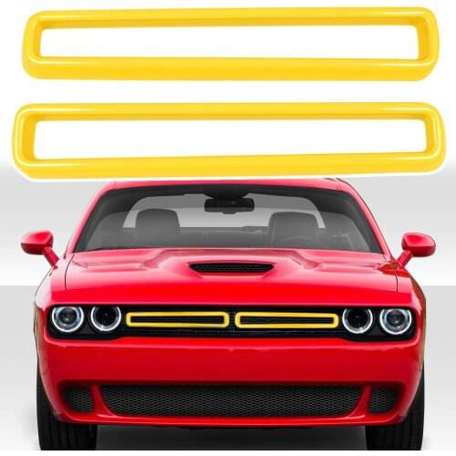 Chuang Qian 2x Front Grille Inserts Cover Trim Exterior for 2015-2020 Dodge Challenger Yellow