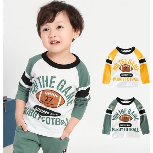 Kids T-shirt Toddler Top Tee Children Boys Girls T shirt 2020 Spring Rugby Foot Ball Casual Sport Long Sleeve