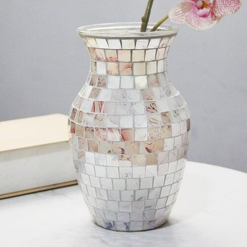 Europe Glass Vase Mosaic Pink Purple Floral Mosaic Hydroponic Systems Flower Pot Wedding Living Room Home Decoration Accessories