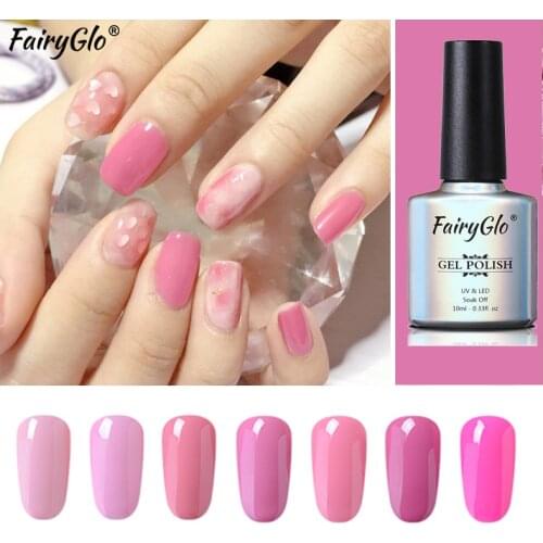 FairyGlo Nail Art Lacquer 10ml Pink Color UV Gel Polish Vernis Semi Permanent Nail Polish UV Gel Varnish Nail Manicure For Gels
