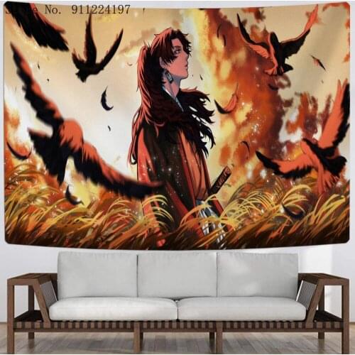 Anime Demon Slayer: Kimetsu no Yaiba Tapestry 3D Printed Cute Peach Skin Wall Hanging Blanket Home Living Room Study Room Decor