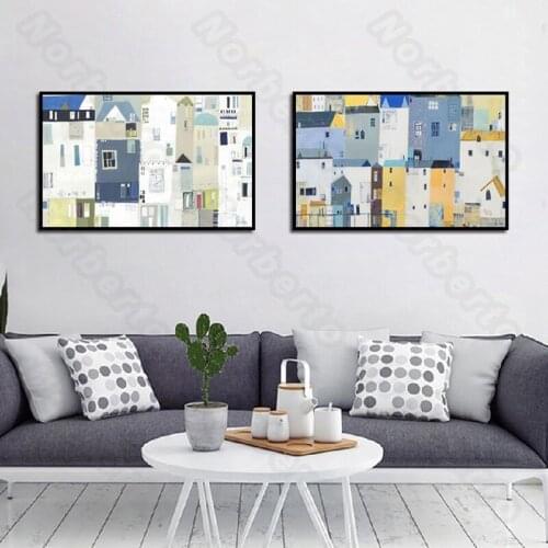 City Clusters Picture Canvas Painting Poster Unframed Wall Murals Still Life Landscape with Many Houses for Living Rooms Decorat