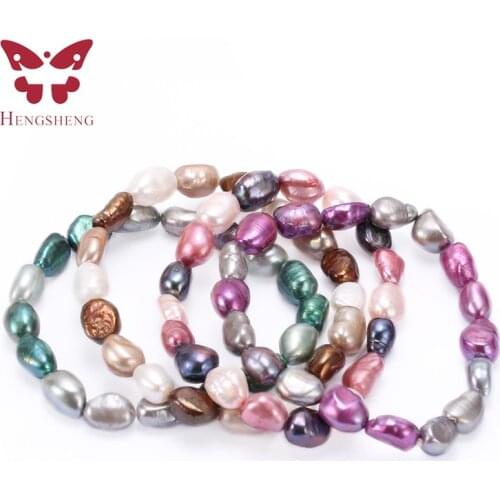 HENGSHENG 2019 Hot Baroque Freshwater Pearl Bracelets For Women, Muti Color Elastic Bracelet,Trendy Fine 8-9mm Jewelry Bracelets