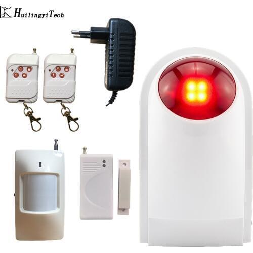 HuilingyiTech Home Security PIR Alert Infrared Sensor Anti-theft Motion Detector Alarm Monitor Wireless Flash Siren Alarm system