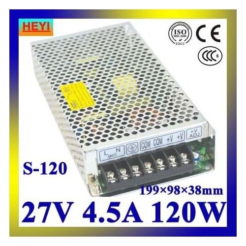 Single output switching power supply 27V 4.5A 100~120V/200~240V AC input LED power supply 120W 27V transformer