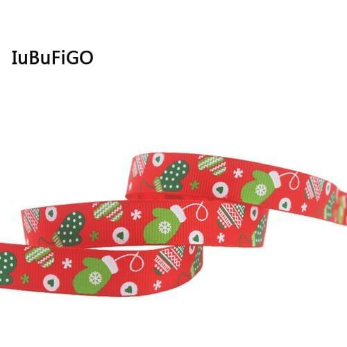 [IuBuFiGo] 3/8"(9mm) Merry Christmas Santa Ribbon X'mas Grpsgrain Ribbon For Decoration 10y
