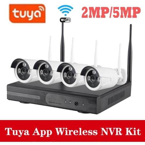 2MP 5MP Video Surveillance Wireless WiFi 4CH Tuya NVR Kit Security Camera IP Cam System 1920P Outdoor Waterproof