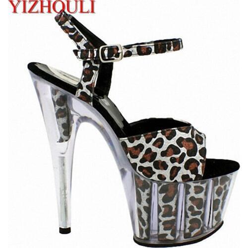 Classic Crystal Leopard 15CM Sexy Super High Heel Platforms Pole Dance / Performance / Star / Model Shoes