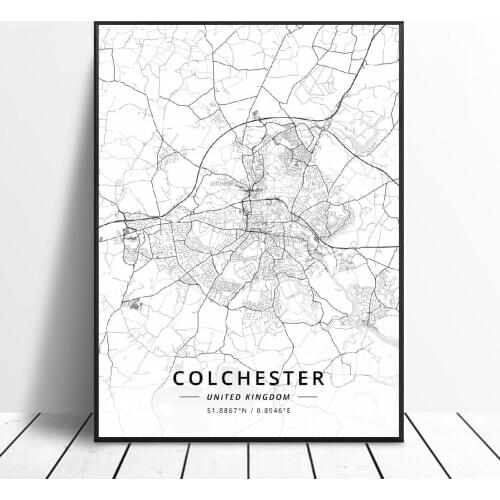 Colchester Cwmbran Edinburgh Goole Lisburn Rotherham United Kingdom Map Canvas Art Poster