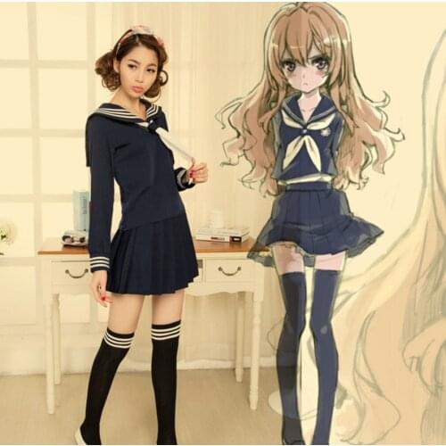 Anime TIGER DRAGON Toradora Aisaka Taiga Salior Cosplay Costume Sexy Halloween Costumes for Women School Suit Uniform