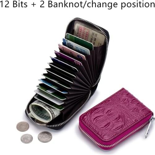 Business Card Holder Leather 12 Bits Bank/ID/Credit Card Holder Wallet Female Pink/black/brwon/blue Crocodile Pattern Card Case