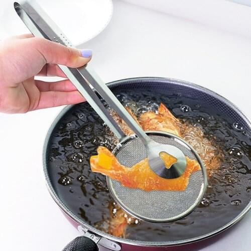 1 Pcs Food Strainer Kitchen Fine Tea Filter Mesh Spoon Fried Food Oil Strainer Clip Stainless Steel with Handle Kitchen Tool