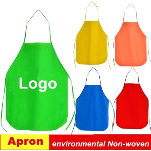 PP Non woven kitchen aprons children Disposable Aprons Printed Logo Cooking Apron custom logo eco Environmental Fabrics Aprons