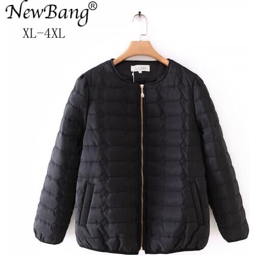 NewBang 4XL Plus Size O-neck Cotton Jacket Women Winter Warm Coat With Zipper Female Jackets